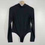 PUMIEY Black Bodysuit Women's L Long Sleeve Mock Neck Stretchy Snap‎ Closure Size L Photo 0