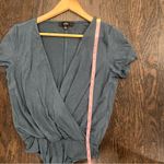 Lulus Dusty Teal Wrap Bodysuit Size Small Photo 2