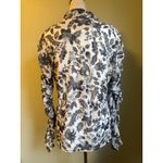 Susan Graver  Floral Print Mock Ruched Sleeve Top m black boho whimsi Victorian Photo 3