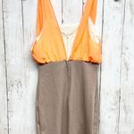 Lulus Dress Women Size Small Orange Tan Zip Back Lined Top Sleeveless Bodycon Photo 5