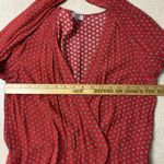 Cooperative  Womens Large Red V Neck Wrap Top Long Sleeve Flower Polka Dot Photo 7