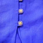 Vintage Dawn Joy II Blue Dress Sz 18 White Collar Gold Buttons 80s Secretary XL Photo 2
