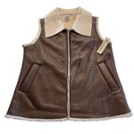 No Boundaries  Faux Leather Vest Faux Shearling Lining NWT Women L/XL Brown Urban Photo 0