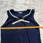 Axes Femme Navy blue white piping detail sailor collar tie neck blouse Size M Photo 3