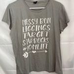 Anvil women’s gray white relaxed short sleeve coffee mom cotton casual tshirt L Photo 0