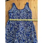 Vintage 90s Lacy Blue Embellished Sequin Paisley Print Dress Party Cocktail SzM Size M Photo 5