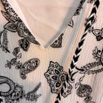 Miami womens paisley vneck tassels boho mini dress black white S Photo 3