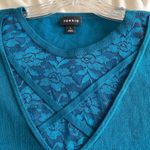 Torrid Teal Knit Short Sleeve Sweater lace inset sz 1 Photo 5