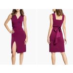 Dress the Population  Alessia Tie Waist Crepe fitted cocktail Dress dark magenta Photo 1