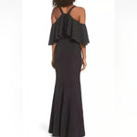 JAY GODFREY Black Flutter Chiffon Overlay Cold Shoulder Naomi Gown Dress Size 2 Photo 4