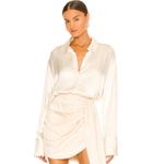 SNDYS Revolve Rising Satin Button Down Shirt Champagne Size 4 Photo 7