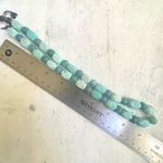 Blue Amazonite and crackle glass silver plated necklace and earrings set Photo 9