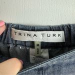 Trina Turk  Lyocell Linen Wide Leg Crop Slit Hem Pants Sz Medium Blue Chambray Photo 6