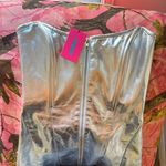 Edikted astro zip up metallic mini dress shiny / silver women’s strapless nwt Photo 6