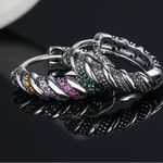 Handmade Exquisite 925 Sterling Silver Hoop Zircon Earrings Photo 1