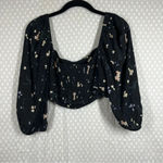 Wilfred  Black Lolita Floral Puff Sleeve‎ Crop Top Photo 6