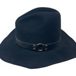 Frye  Black Wool Felt Cowboy Hat with harnes sz S Photo 0