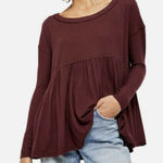 Free People  Babydoll Tunic Forever Your Girl Soft Knit Oversized Burgundy sz. S Photo 0