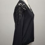 La Bellum Hillary Scott black lace contrast french terry sweatshirt size large Photo 2