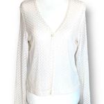 My Michelle Vintage  Cardigan Sweater Cropped Knit White Open Weave Lightweight Photo 8