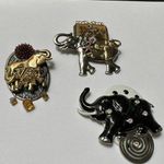 Lot Of 3 Beautiful Rhinestone Elephant Brooch Pins Photo 0