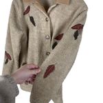 Vintage 90s Teddi Women’s Size Small Tan Fleece Fall Leaves Jacket Cottagecore Photo 3