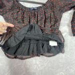 Abercrombie & Fitch Floral Puff Sleeve Top XS Women Crop Peasant Y2K Black 90's Photo 8