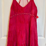 Sequin Hearts Red Tiered Mini Dress Spaghetti Strap Crochet Trim Ruffled Photo 0