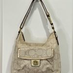 Coach Signature Penelope Purse Linen Leather Crossbody Shoulder Bag Cream Gold Photo 1