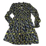 Elan Medium Tiered Elastic Waist Mini Dress Blue Black Abstract Flowy NWT Indie Photo 1