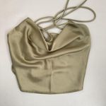 12th Tribe Top Womens Large Green Champagne Palm Canyon Satin Handkerchief Boho Photo 1