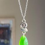 Handmade spiral seashell ammonite & Czech glass teardrop bead funky boho fairy style necklace🌀 Photo 0