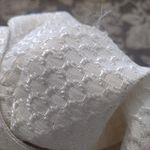 Tulle vintage style scalloped off white fitted trench coat Photo 5