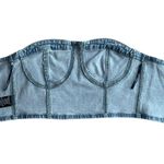 BLANK NYC NWT! Metallic Coated Denim Bustier Crop Top Photo 4