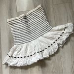 Vintage Strapless Top smocked striped ruffle crop womens White Black medium y2k Photo 0