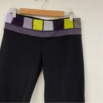 Lululemon  Black Reversible Wide Leg Cropped Leggings Womens 10 Y2K  Purple Green Photo 1