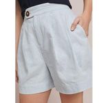 Anthropologie  Seersucker Shorts Pinstripes Pleated High Waisted Blue White XL Photo 0