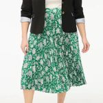 J.Crew NWT Pleated Midi Skirt Green Floral Paisley Picnic White, Small Photo 1