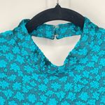 Amanda Uprichard Womens Cyan Jacquard Sleeveless Modern Baroque Peplum Top Small Photo 3