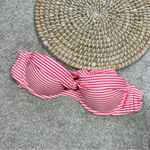 Aerie  Stripes Molded Cup Push Up Bikini Bandeau 34A & Hipster Bottom Pink M Photo 5