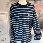Disney Cozy Mickey Mouse Donald Duck Fluffy Striped Pullover M Comfy Womens Photo 2