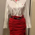 Red ruched mini skirt with belt size L Size L Photo 0