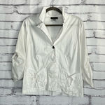 XCVI White Lightweight Button Front Jacket Women’s S Ruched Pockets Cropped Photo 0