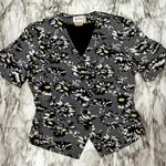 Julie Francis Vtg Black White Daisy Silk Women Sz 8 Short Sleeve Fitted Jacket Photo 1