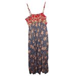 Natural Life  NEW Bailey Maxi Dress Red Navy Boho Floral Smocked Bodice Size L Photo 5