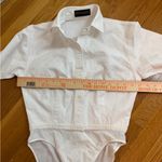 Donna Karan  White Button-Down Collared Bodysuit USA Paper Tag Vintage Sz 4 Photo 9