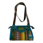 Handcrafted
Jawaja Leather Bag with Cloth Woven Patch Blue Photo 0