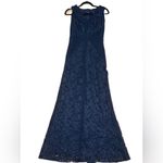 Tadashi Shoji Sleeveless V Neck Lace Midnight Blue Elegant Gown Size 2 Photo 2