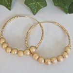 Gold Filled Frosted Bead Hoop Earrings Photo 0