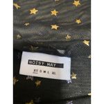 Noisy May Women's Black Gold Star Foil High Neck Long Sleeve Sheer Crop Top XS Photo 2